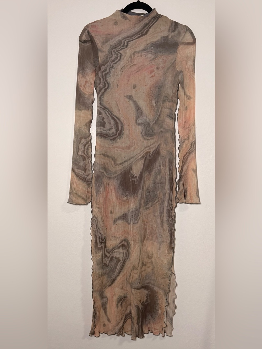 Anthropologie Womens Mila Plisse Long Sleeve Midi Bodycon Dress size 4